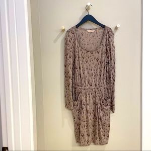 Rebecca Taylor Long Sleeve Knit Shirt Dress in Leopard print